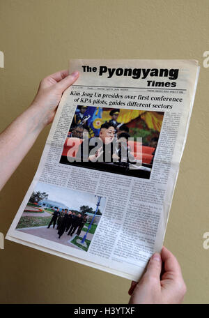 Le journal The Times de Pyongyang, en Corée du Nord Banque D'Images