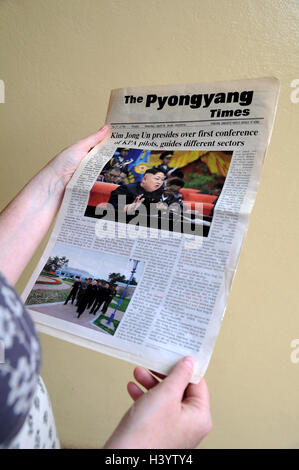 Le journal The Times de Pyongyang, en Corée du Nord Banque D'Images