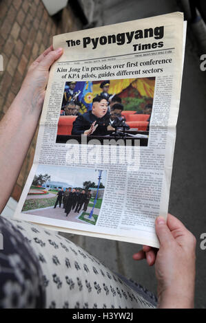 Le journal The Times de Pyongyang, en Corée du Nord Banque D'Images