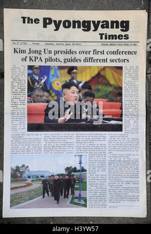 Le journal The Times de Pyongyang, en Corée du Nord Banque D'Images