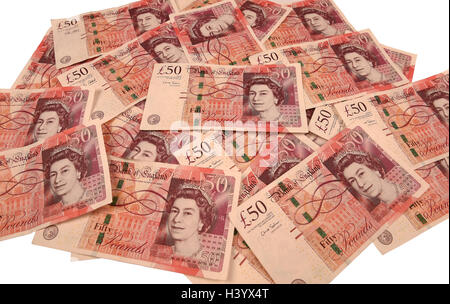 L'argent, cinquante livres, notes, billets de trésorerie, billets, monnaie, argent sterling, "British" "banque britannique notes" Banque D'Images