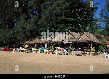 La Thaïlande, Khao Lak, plage de Nang Thong, restaurants de plage, gastronomie, plage, restaurant de plage, restaurant, restaurants, cafés, cafés, beach cafe, cafés de plage, à l'extérieur Banque D'Images