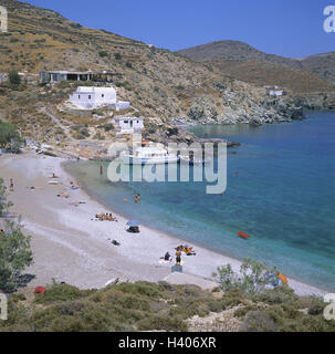 GR' île des Cyclades Folegandros, bay, plage Agio Nikolaos, la mer Égée, Banque D'Images