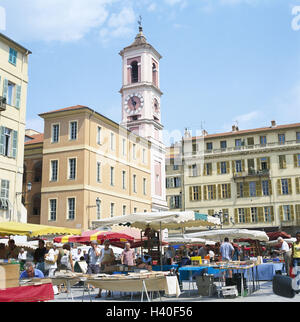 France, Riviera, la Côte d'Azur, Nice, ville, Vieille Ville 'Vieux Nice', le lieu vous Palace, palais Rusca, marché aux puces, Europe, France, littoral, Département Alpes-Maritimes, côte méditerranéenne, d'Azur, littoral, zones côtières, Nice, ville, l'espace, Place-du-P Banque D'Images