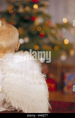 La veille de Noël,Noël,arbre de Noël,angel,Angel's wing,vue arrière,BOY,enfant,enfance,étudier,contemplation,détail,déguisement,intérieur,festif,recherche,réflexion,wing,x-mas Banque D'Images