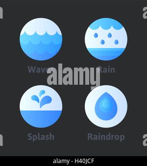 Ensemble d'icônes de l'eau résumé Illustration de Vecteur