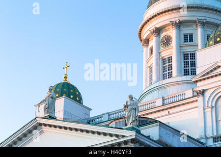 Close up of Helsinki Cathédrale au coucher du soleil, Helsinki, Finlande Banque D'Images