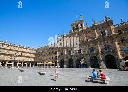 La Plaza Mayor (place principale) à Salamanque, Espagne Banque D'Images