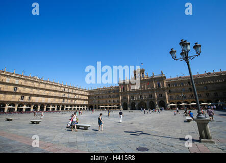 La Plaza Mayor (place principale) à Salamanque, Espagne Banque D'Images