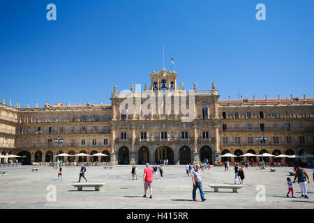 La Plaza Mayor (place principale) à Salamanque, Espagne Banque D'Images