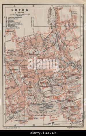 Ville Ville stadtplan gotha. La Thuringe. Schloss Friedenstein karte 1910 Ancien site Banque D'Images