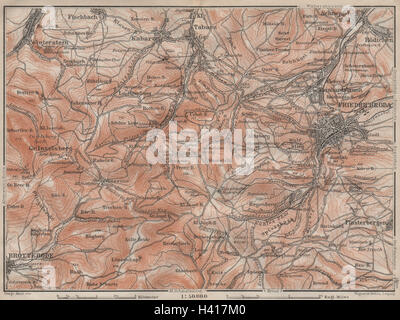Gernandt & Thüringer Wald. Brotterode Großer Inselsberg Thuringe 1910 map Banque D'Images