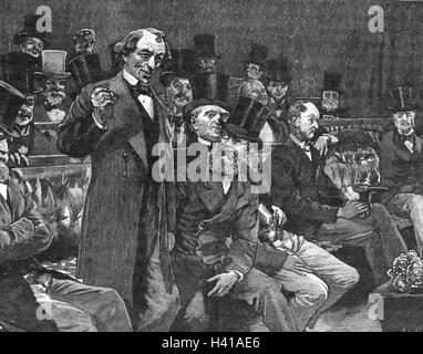 BENJAMIN Disraeli (1804-1881) homme politique conservateur britannique comme premier ministre s'adressant à la Chambre des communes en 1875 Banque D'Images