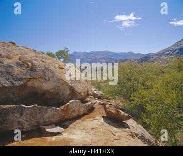 La Namibie, Erongo mountains, farm Ameib bile, formations, Bull's party', au sud-ouest, d'Afrique, les montagnes, le massif d'Erongo, paysage de montagne, paysage de la bile, rock, rock, l'érosion, de la végétation, de la nature Banque D'Images