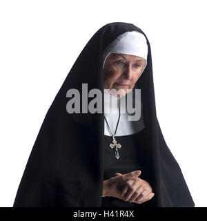 Nun, portrait, cloître, soeur, femme, l'ordre des prêtres catholiques, la foi, la religion, la dévotion, la prière, prier avec ferveur,, modestes, de délibération, d'espace, de copie Banque D'Images