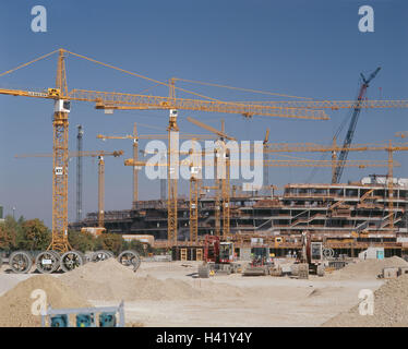 Germany, Bavaria, Munich, Fröttmaning, alliance arena, site de construction, aucun des biens, de l'Europe, l'homme au travail, stade de football, sport, football, phase de construction, shell, des grues, des clubs de football, en 1860, la Bavière Munich M Banque D'Images