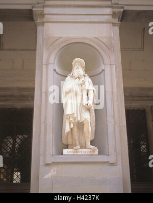 Italie, Toscane, Florence, galerie des Offices, détail, statue 'Leonardo da Vinci', l'Europe, de la ville, Florence, musée, 16. 100., Uffizien, sculpture, sculpture, sculpture, image figée, monument, monument, peintre, sculpteur, sculpture, art, culture, lieu d'inter Banque D'Images