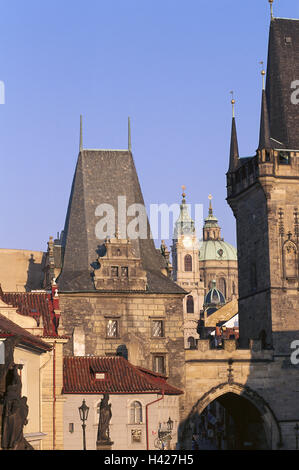 République tchèque, Prague, petite page, église Saint Niklas, bridge tower, détail, Orient, l'Europe, la République tchèque, la Bohême, la ville, capitale, Prague, ville partie, Mala Strana, Kleinseitner ring, bâtiment, structures, églises, clochers, l'endroit d'intérêt Banque D'Images