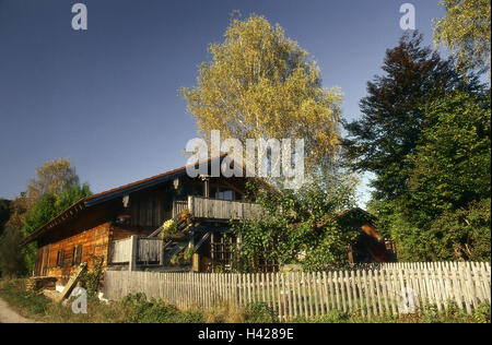 Allemagne, Bavière, Deining, ferme, automne, Stollhof, Bioland, entreprise, maison, résidence, ferme, framehouse, lisière de forêt, rural, idylls, Silence, silence, Banque D'Images