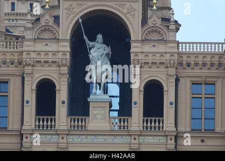 L'Allemagne, 1, Schwerin, verrou, portail, détail, prince Niklot, statue équestre, Banque D'Images