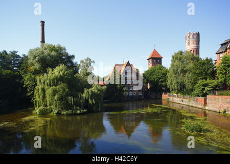 Lüneburg (ville), Ratsmühle, Conseil d'adduction d'eau, rivière Ilmenau, Banque D'Images