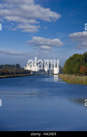 France, Centre, Loir-et-Cher, Loire, le château de Chambord, saut à l'eau, Banque D'Images