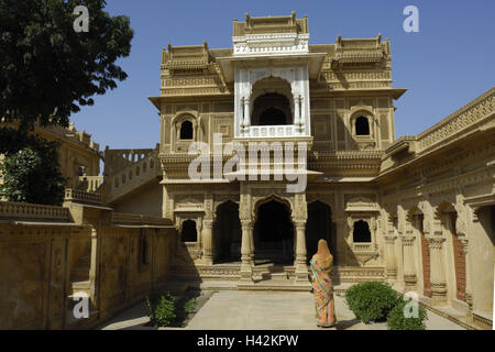 L'Inde, Rajasthan, Jaisalmer, Amar Sagar, temple, Banque D'Images