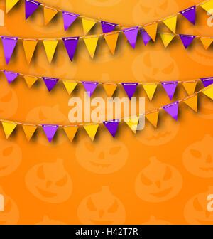 Halloween Party Background avec des fanions de couleur noir Illustration de Vecteur