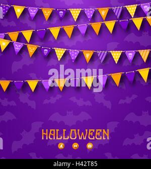 Halloween Party Background avec des fanions de couleur noir Illustration de Vecteur