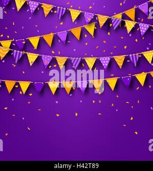 Halloween Party Background avec des fanions de couleur noir Illustration de Vecteur