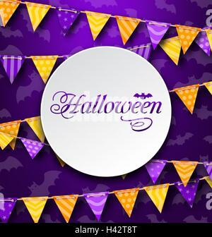 Carte de souhaits pour l'halloween avec différentes couleurs de Bunting Illustration de Vecteur