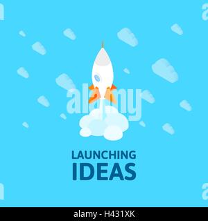 Télévision espace isométrique icône symbole fusée, concept de démarrage Illustration de Vecteur