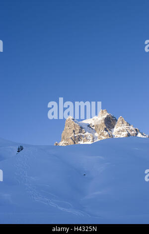 Autriche, Vorarlberg Bregenzer, bois, ruisseau, Hochkrum Hochtannbergpass, pierre du Bélier, paysage d'hiver, Banque D'Images