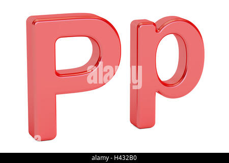 Red Letter P, 3D Rendering isolé sur fond blanc Banque D'Images