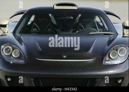 Porsche Gemballa GT "mirage", noir, front view, full frame Banque D'Images