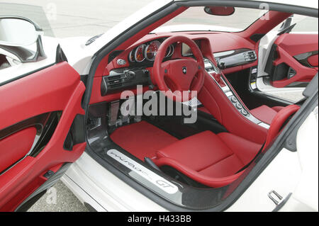 Porsche Gemballa GT "mirage", blanc, porte conducteur, ouvert, insight Banque D'Images