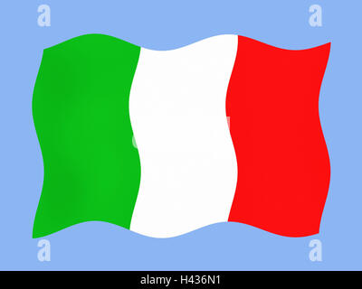 L'infographie, drapeau national, Italie, drapeau, drapeau, drapeau, de l'état figure, blow, en italien, tricolore, photographie de produits, Banque D'Images