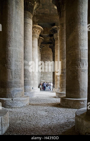 L'Egypte, Esna, Chnum temple, vestibule, piliers, les touristes, l'Afrique, la Haute Égypte, Voyage, Vacances, tourisme, Destination, destination de vacances, point d'intérêt, temple, Chnum, histoire, culture, personne, visiteur, Banque D'Images