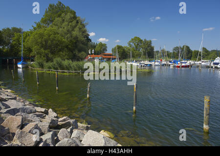 L'Allemagne, le Mecklembourg plaine plaine remplie de lacs, marina, Müritz, Banque D'Images