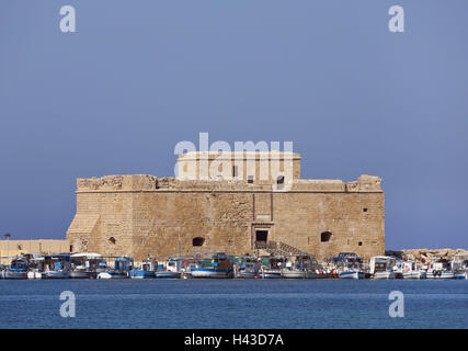 Chypre, Kato Paphos, port fort dans le port, Banque D'Images