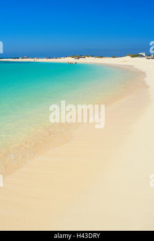 Plage de sable fin, eau turquoise, El cotillo, Fuerteventura, îles Canaries, l'Atlantique, l'Espagne Banque D'Images