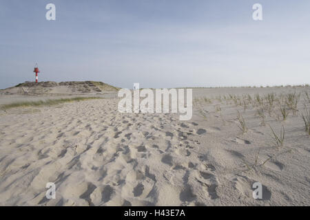 Allemagne, Schleswig - Holstein, Sylt, Hörnum, plage, dune, phare, l'île de la mer du Nord Mer du Nord Banque D'Images