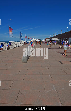 La promenade de la plage de Westerland, Sylt, au nord de l'archipel Frison, Frise du Nord, Schleswig-Holstein, Allemagne Banque D'Images