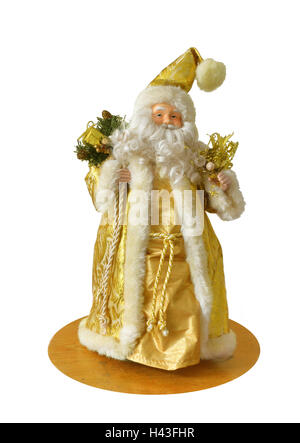 Un vieux temps / antique représentation figurine du Père Noël vêtu de robes d'or. Banque D'Images