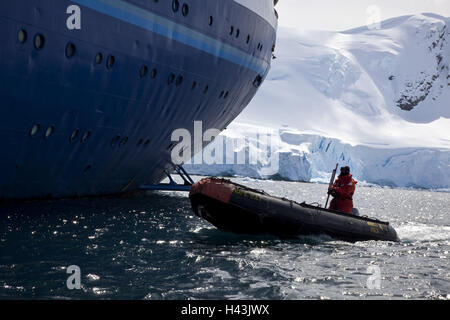 L'Antarctique, l'océan Antarctique, bateau de croisière Marco Polo, Zodiac, l'atterrissage, Banque D'Images