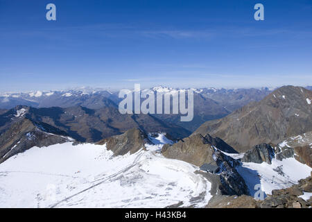 Autriche, Tyrol, Stubaital, Tyrol, Blade tip top, vue panoramique, Banque D'Images