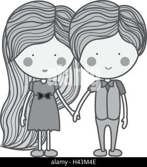 Silhouette couple holding hands avec des vêtements Illustration de Vecteur