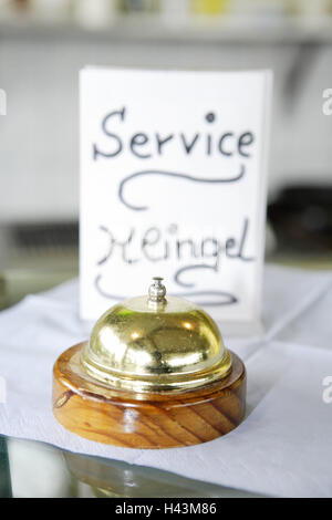 Service bell, glisser le papier, astuce, de l'information, de service, service de Bell, Bell, comptoir, bar, enregistrement, serviette, Bell, réception, réception de l'hôtel, la réception du client, Bell, Bell, Bell service, anneau, bague, bouton, l'appareil de signal, signal, signal bell Banque D'Images