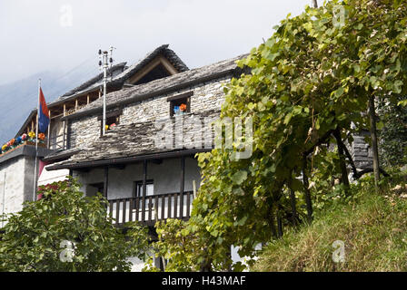 Suisse, Tessin, vallée de Verzasca, Vogorno, maison de village, montagne, Banque D'Images