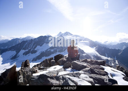 Autriche, Tyrol, Stubaital, Tyrol haut, vue panoramique, Zuckerhütel, Banque D'Images